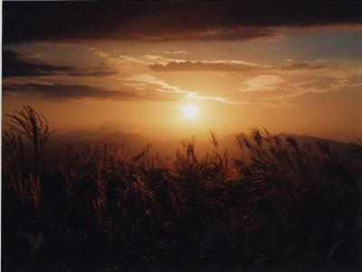 俵山の夕日